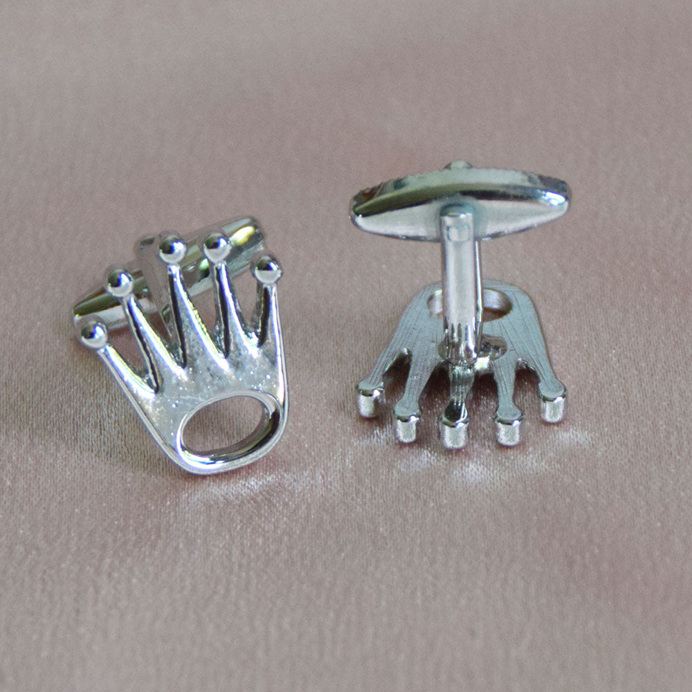Crown-shaped Cufflinks In Sterling Silver